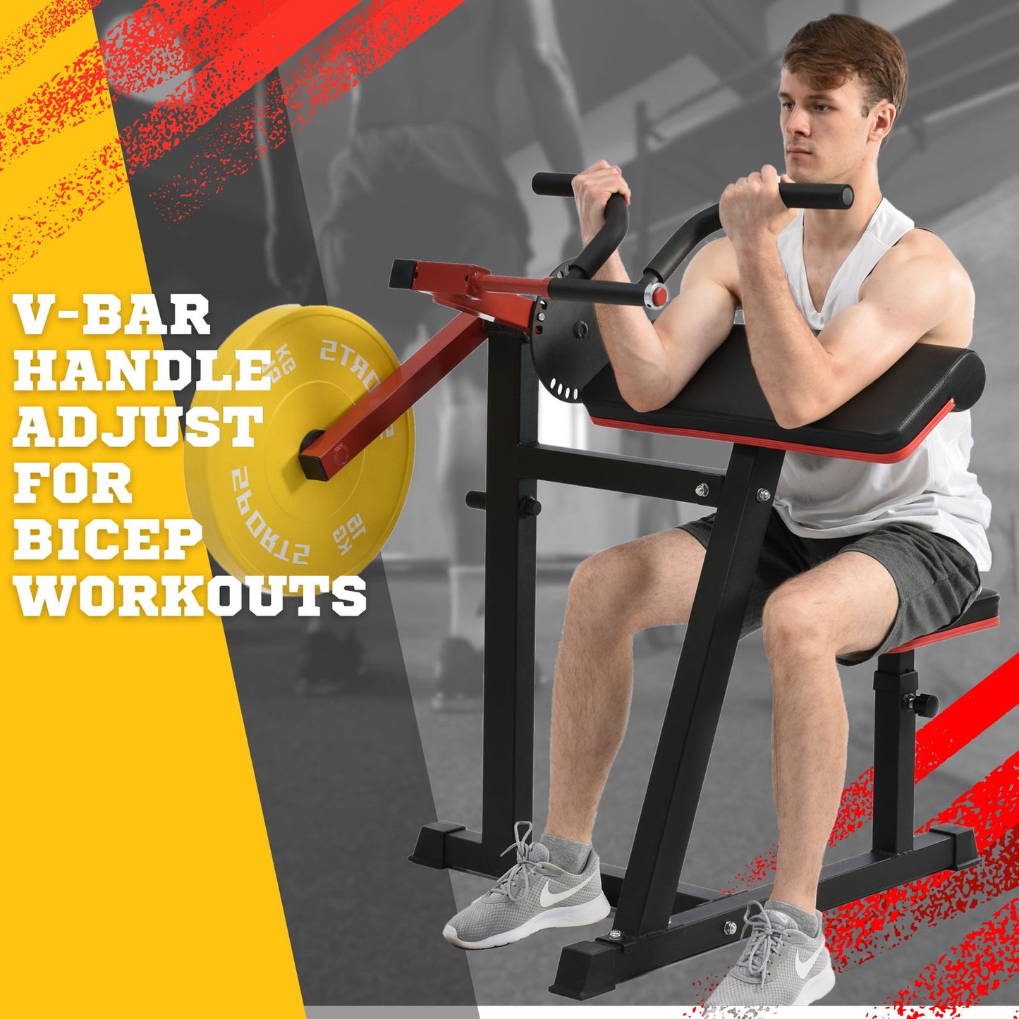 Bicep Tricep Curl Machine with Adjustable Seat, Bicep Curls and Tricep Extension Machine Home Gym himalipasal