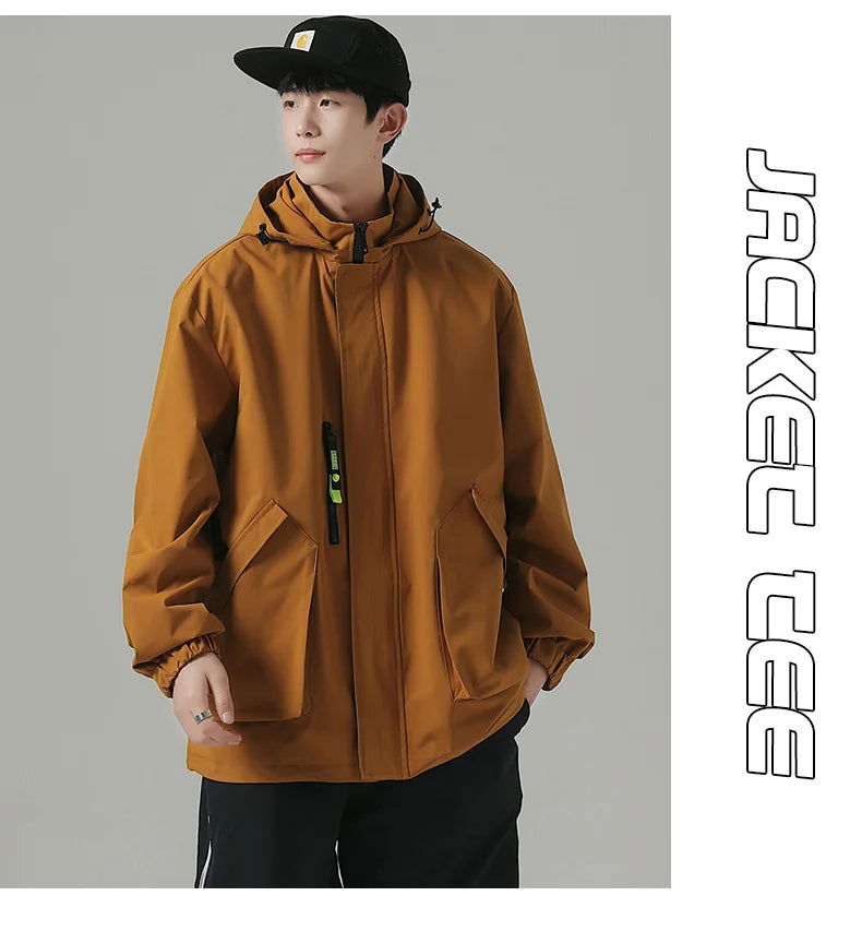 Black Mountaineering Clothing Tooling Jacket Men's Thin Spring Autumn Men's Women's Loose Sports Windbreaker Coat For Men himalipasal