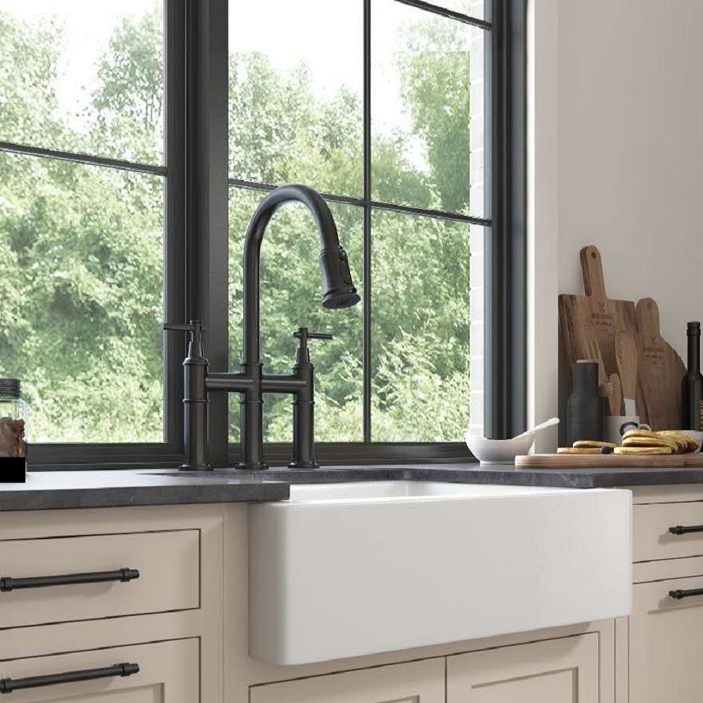 Bridge Kitchen Faucet with Pull-Down Sprayhead in Spot himalipasal