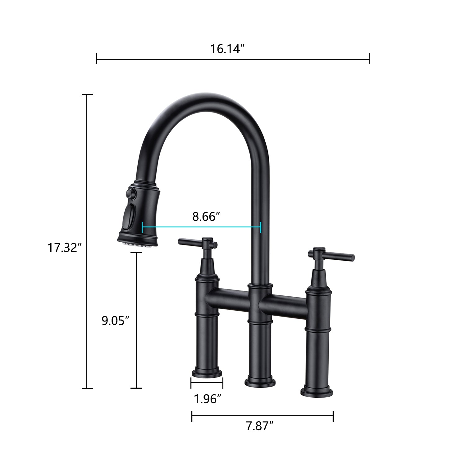 Bridge Kitchen Faucet with Pull-Down Sprayhead in Spot himalipasal