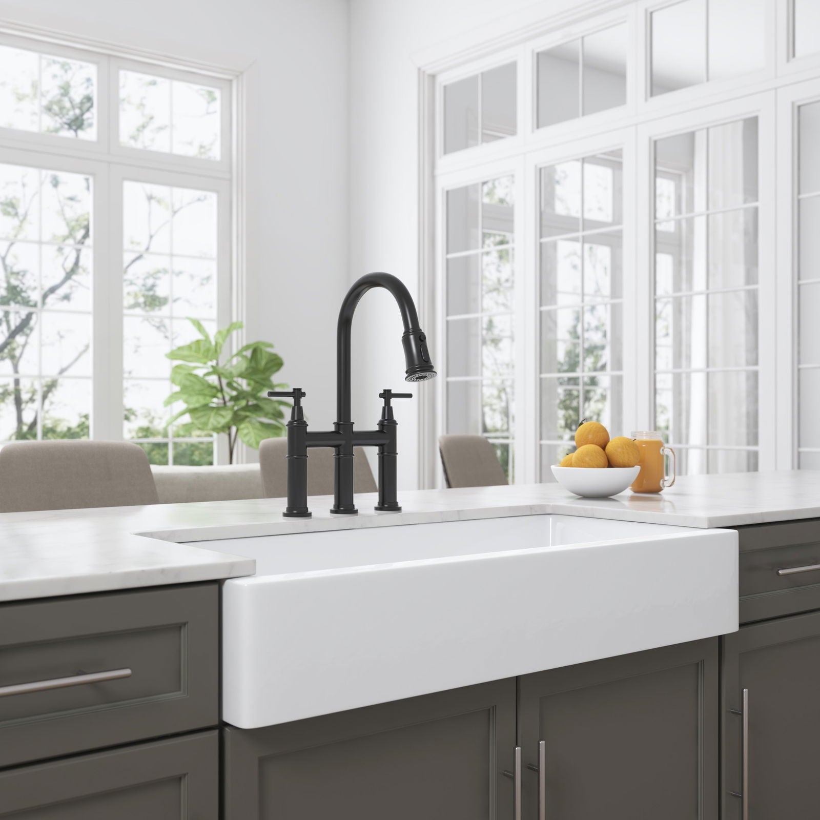 Bridge Kitchen Faucet with Pull-Down Sprayhead in Spot himalipasal