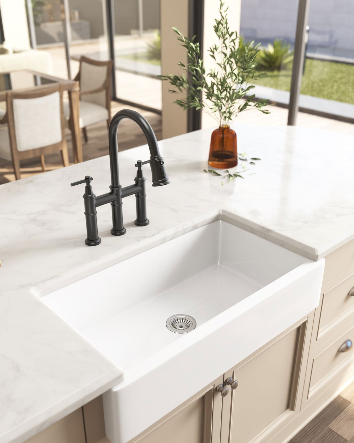 Bridge Kitchen Faucet with Pull-Down Sprayhead in Spot himalipasal