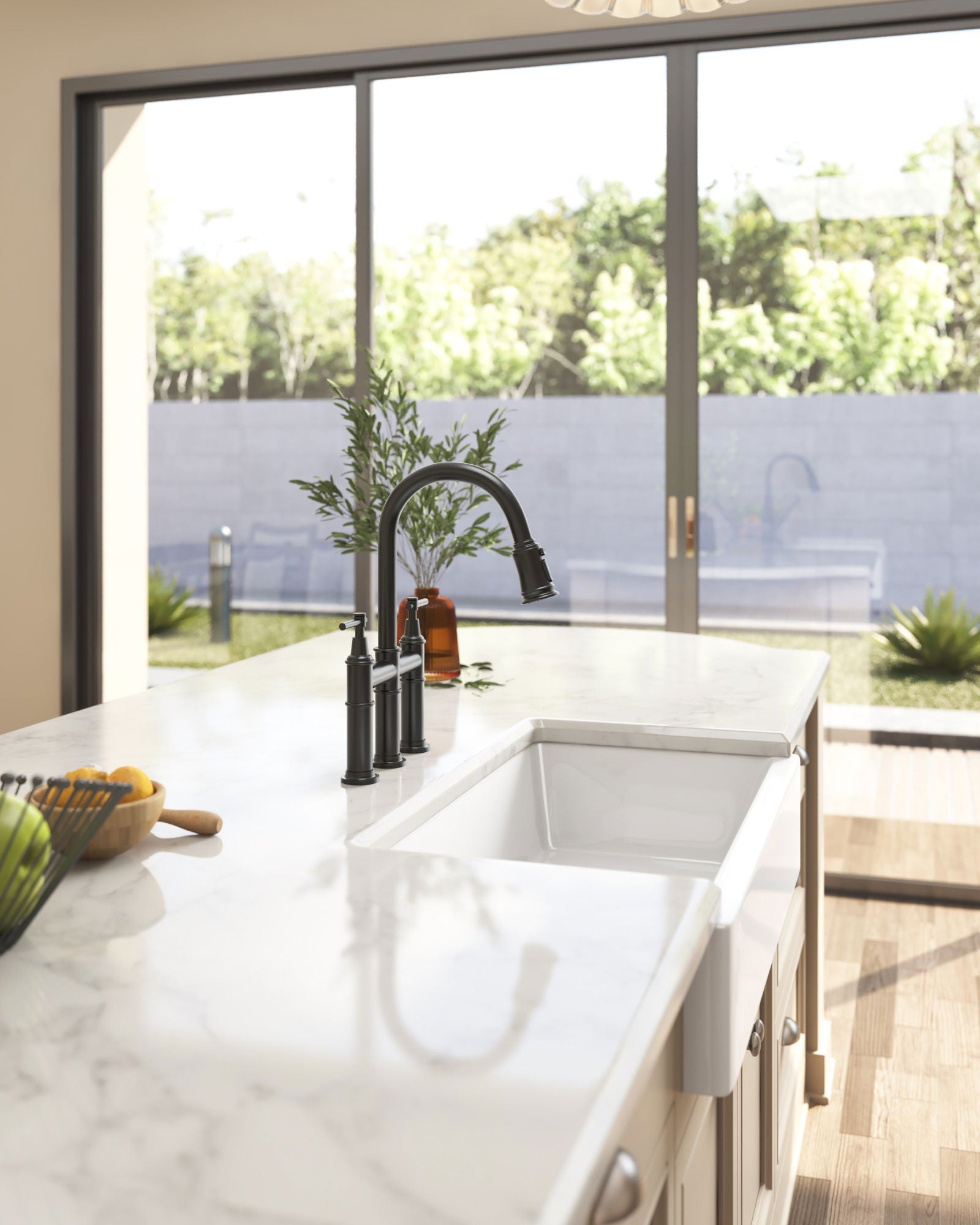 Bridge Kitchen Faucet with Pull-Down Sprayhead in Spot himalipasal