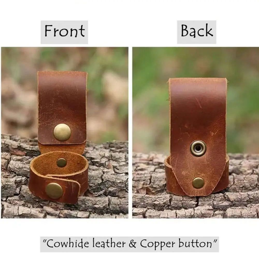 Brown Mountaineering Leather Buckle New Leather 10*3cm Tactical Gear Keeper Gloves Rope Holder Camping Tool Accessories himalipasal