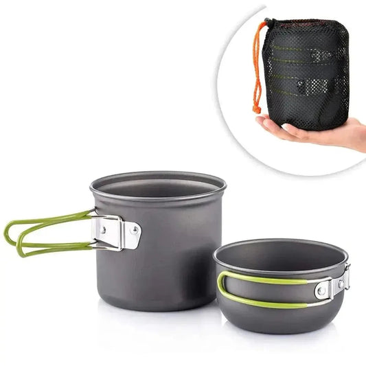 Camping Cookware Mess Kit Ultralight Camping Pot Set Outdoor Cooking Tableware for Hiking Trekking Picnic Fishing Mountaineering himalipasal