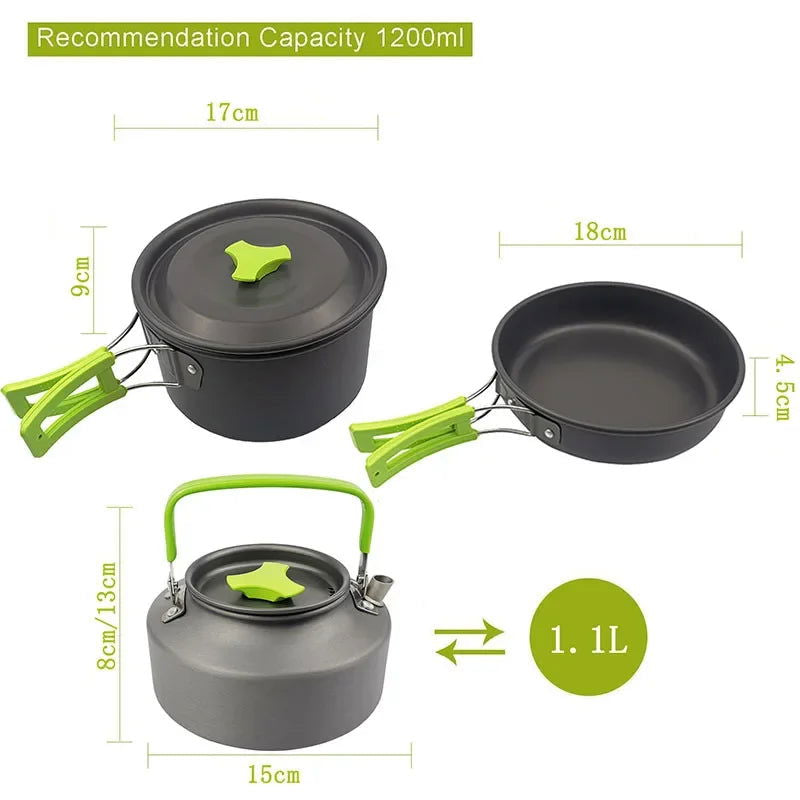 Camping Cookware Mess Kit Ultralight Camping Pot Set Outdoor Cooking Tableware for Hiking Trekking Picnic Fishing Mountaineering himalipasal