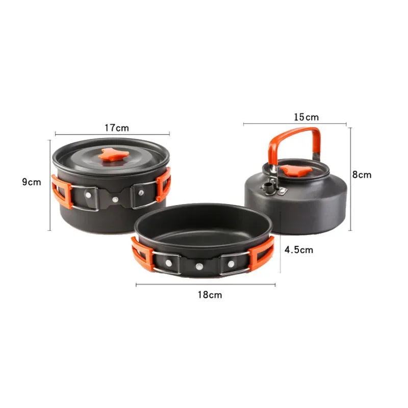 Camping Cookware Mess Kit Ultralight Camping Pot Set Outdoor Cooking Tableware for Hiking Trekking Picnic Fishing Mountaineering himalipasal