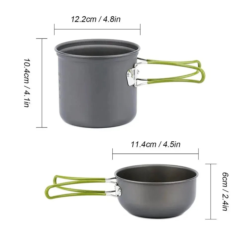 Camping Cookware Mess Kit Ultralight Camping Pot Set Outdoor Cooking Tableware for Hiking Trekking Picnic Fishing Mountaineering himalipasal