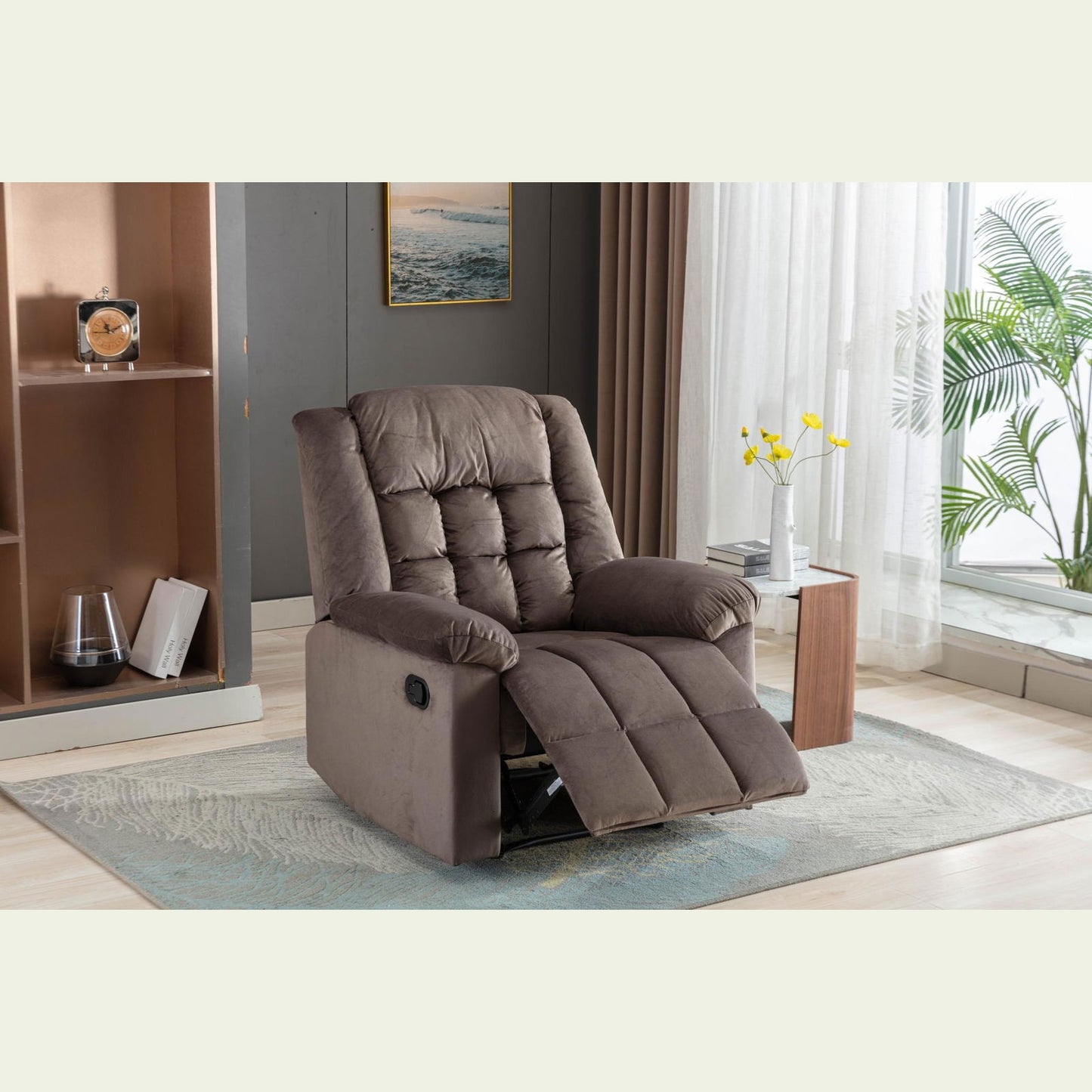 Classic Manual Recliner with Soft Padded Headrest and Armrest, Wonderful Chair&Sofa for Living Room and Bed Room himalipasal