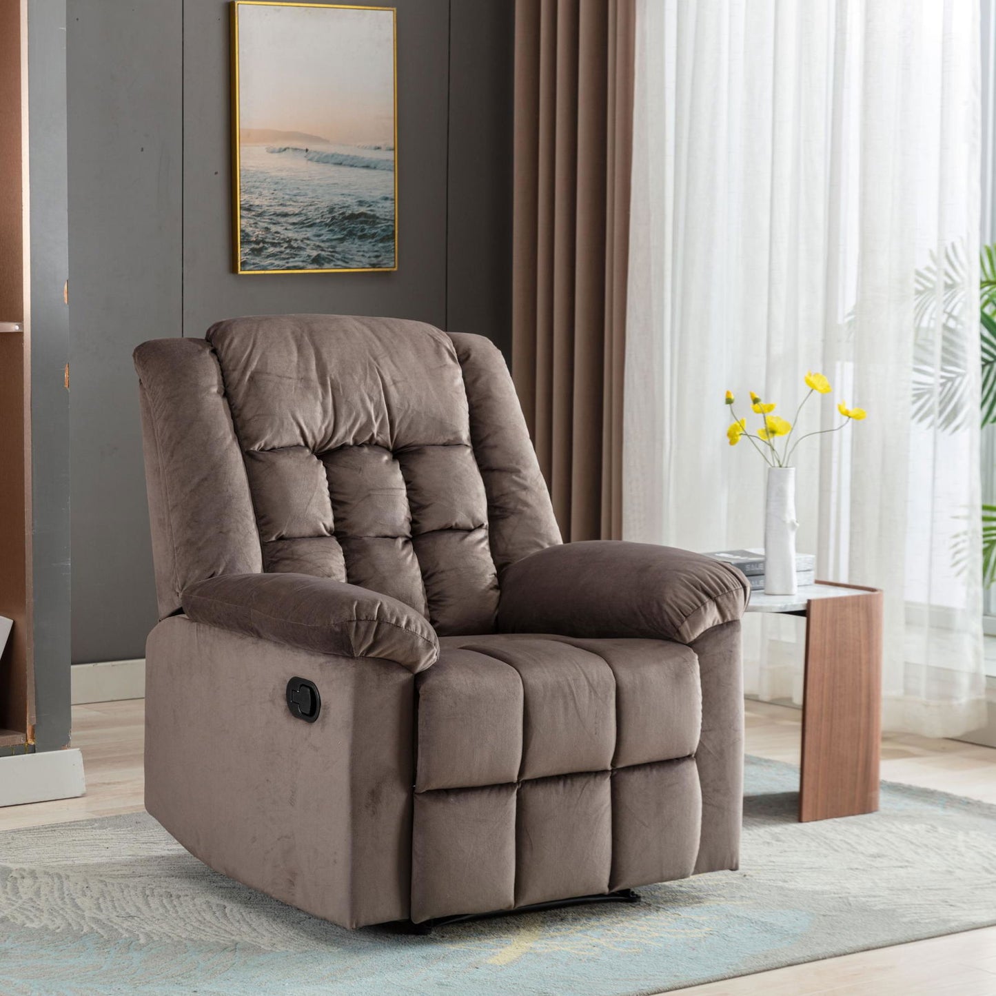 Classic Manual Recliner with Soft Padded Headrest and Armrest, Wonderful Chair&Sofa for Living Room and Bed Room himalipasal