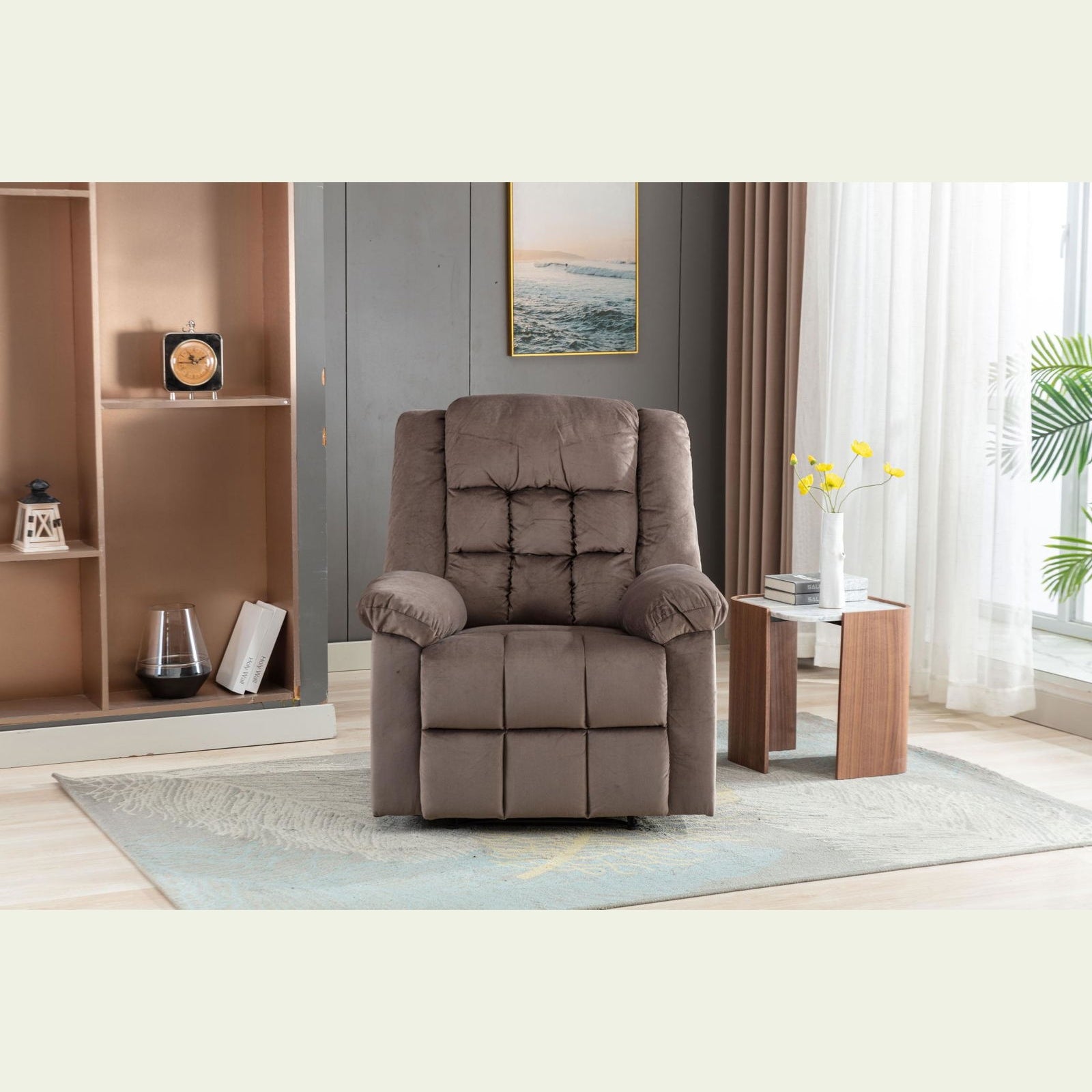 Classic Manual Recliner with Soft Padded Headrest and Armrest, Wonderful Chair&Sofa for Living Room and Bed Room himalipasal