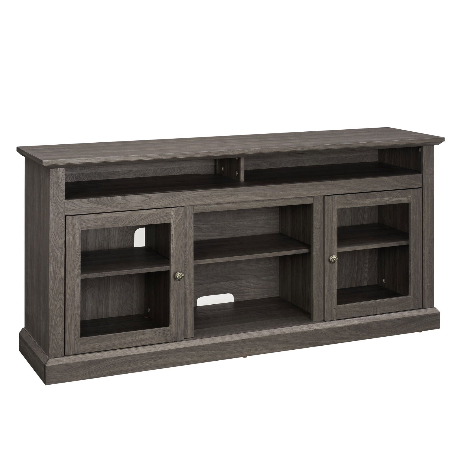 Contemporary TV Media Stand Modern Entertainment Console for TV Up to 65" with Open and Closed Storage Space, Dark Walnut/Black, 60"W*15.75"D*29"H himalipasal