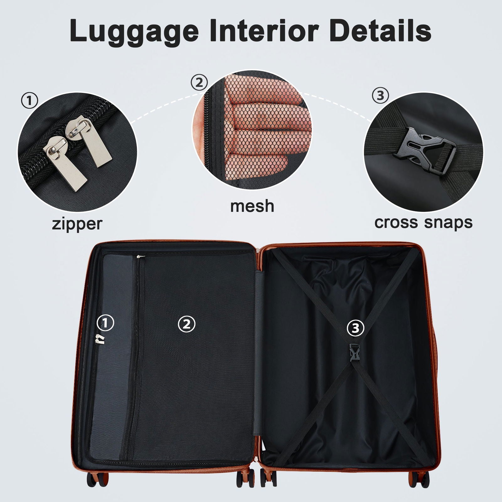 Contrast Color 3 Piece Luggage Set Hardside Spinner Suitcase with TSA Lock 20" 24' 28" Available himalipasal