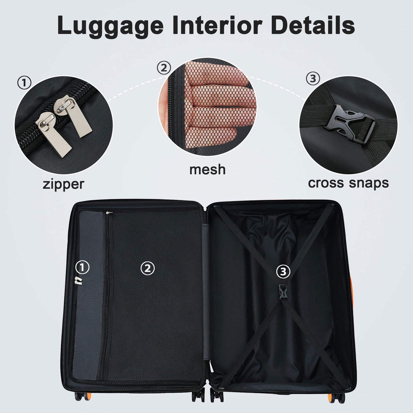 Contrast Color 3 Piece Luggage Set Hardside Spinner Suitcase with TSA Lock 20" 24' 28" Available himalipasal