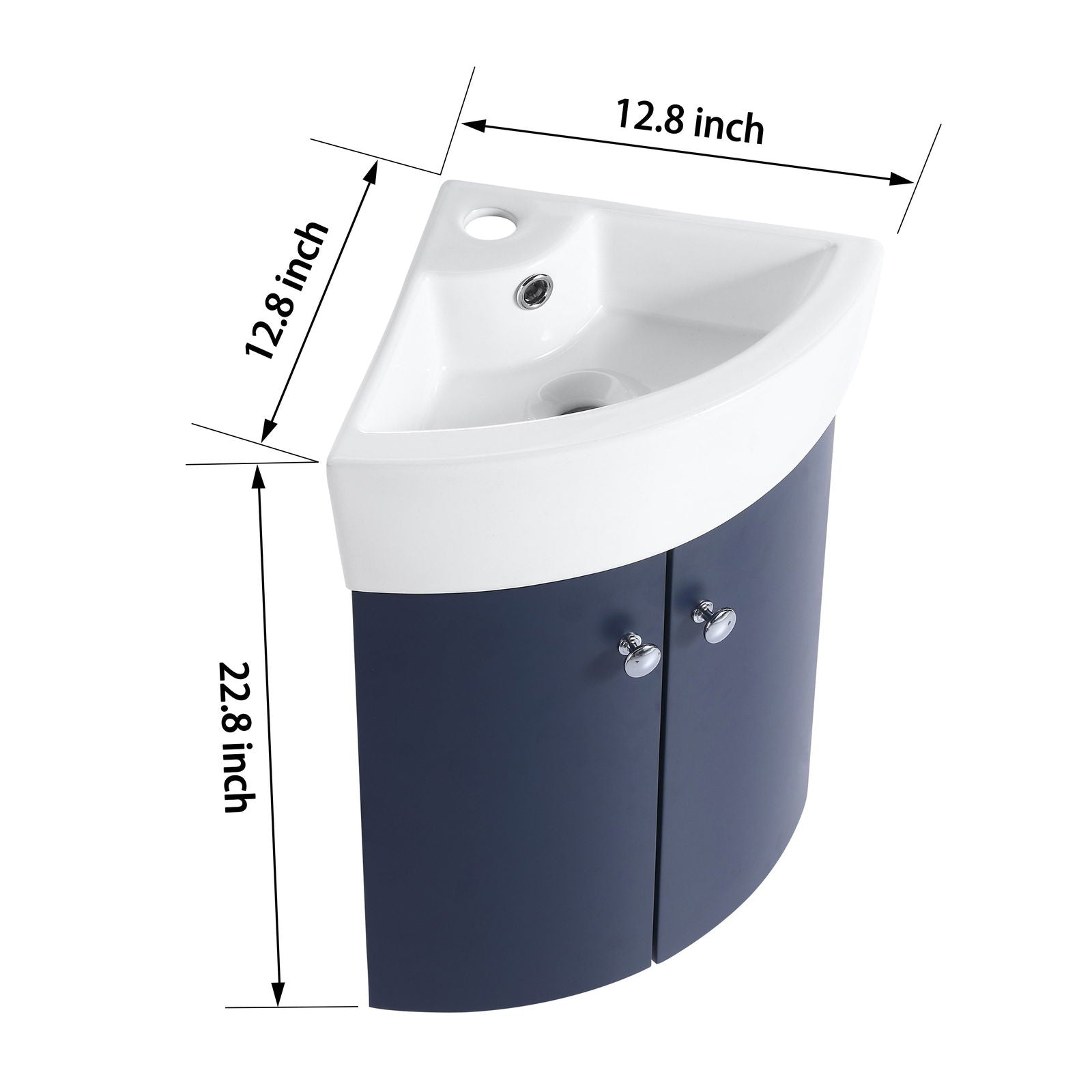 Corner Bathroom Vanity Sink Combo for Small Space Wall Mounted Cabinet Set, Ceramic Sink(BVC05316NB) himalipasal