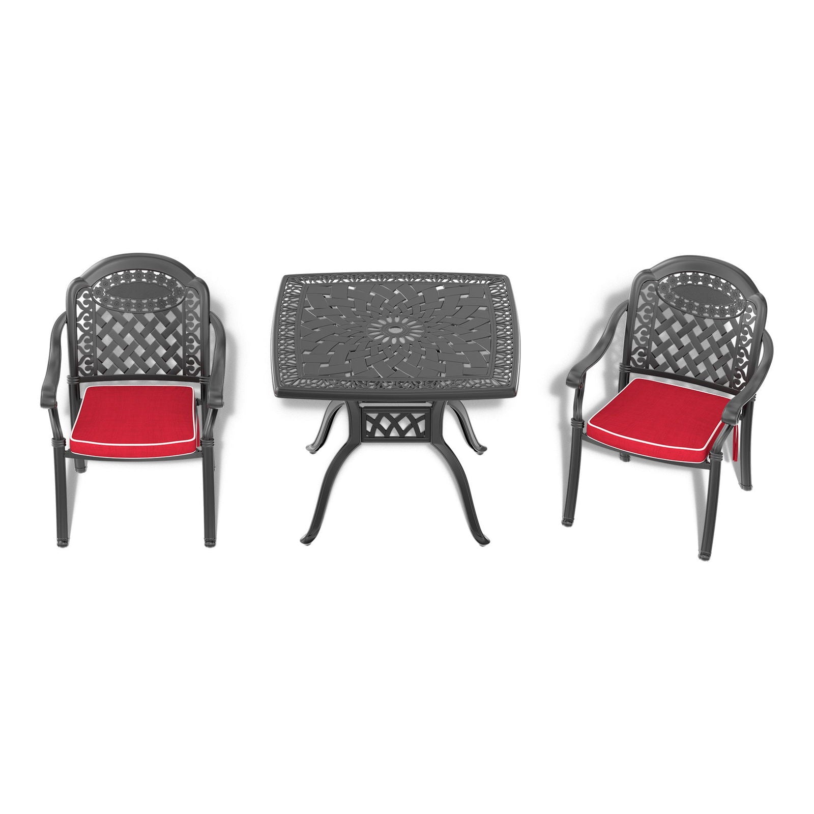 (Cushions In Random Colors)3-Piece Set of Cast Aluminum Patio Furniture With Cushions himalipasal