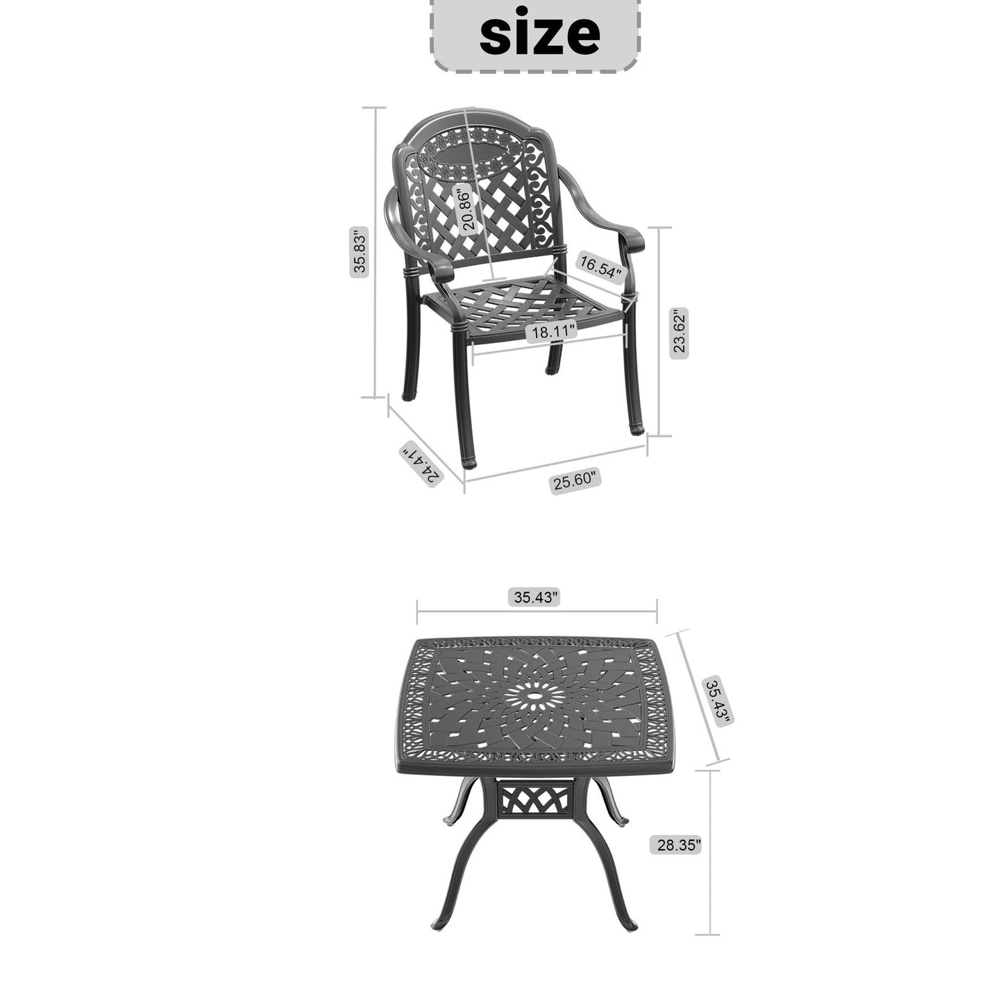 (Cushions In Random Colors)3-Piece Set of Cast Aluminum Patio Furniture With Cushions himalipasal