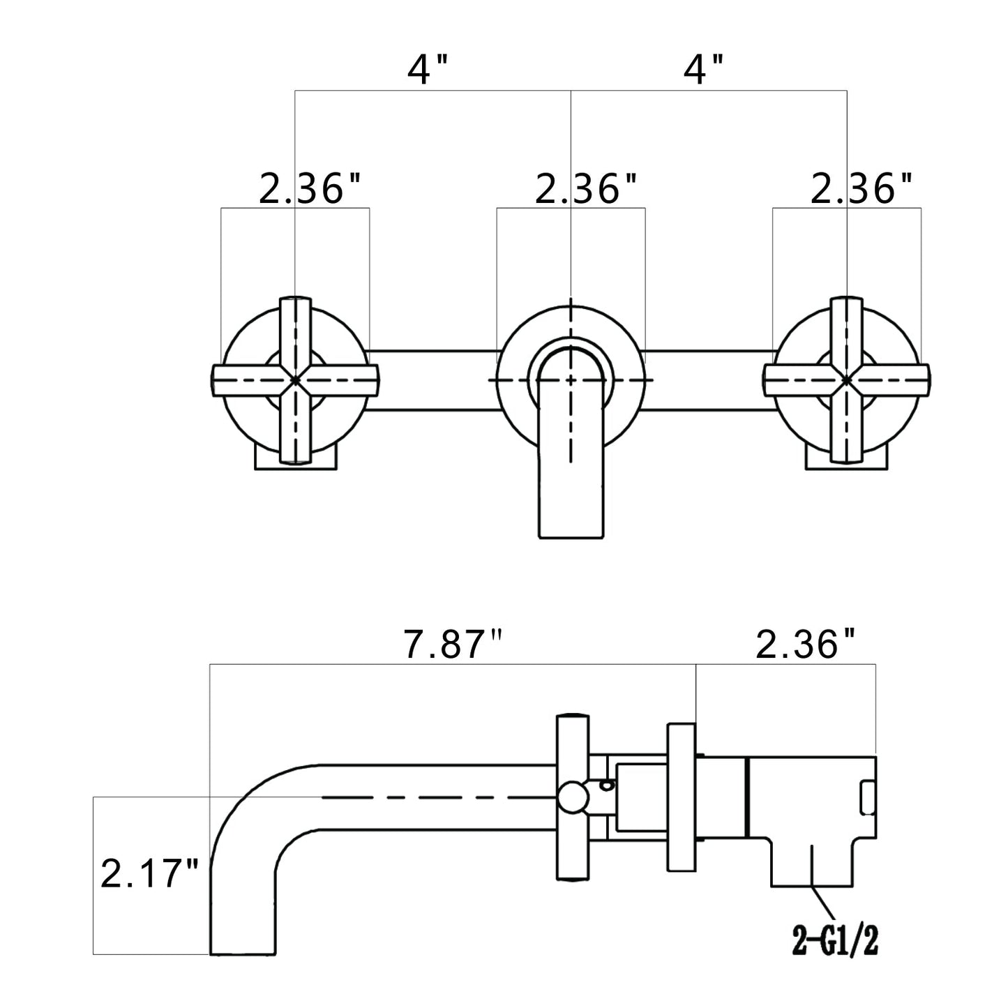 Double Handle Wall Mount Bathroom Faucet Matte Black himalipasal