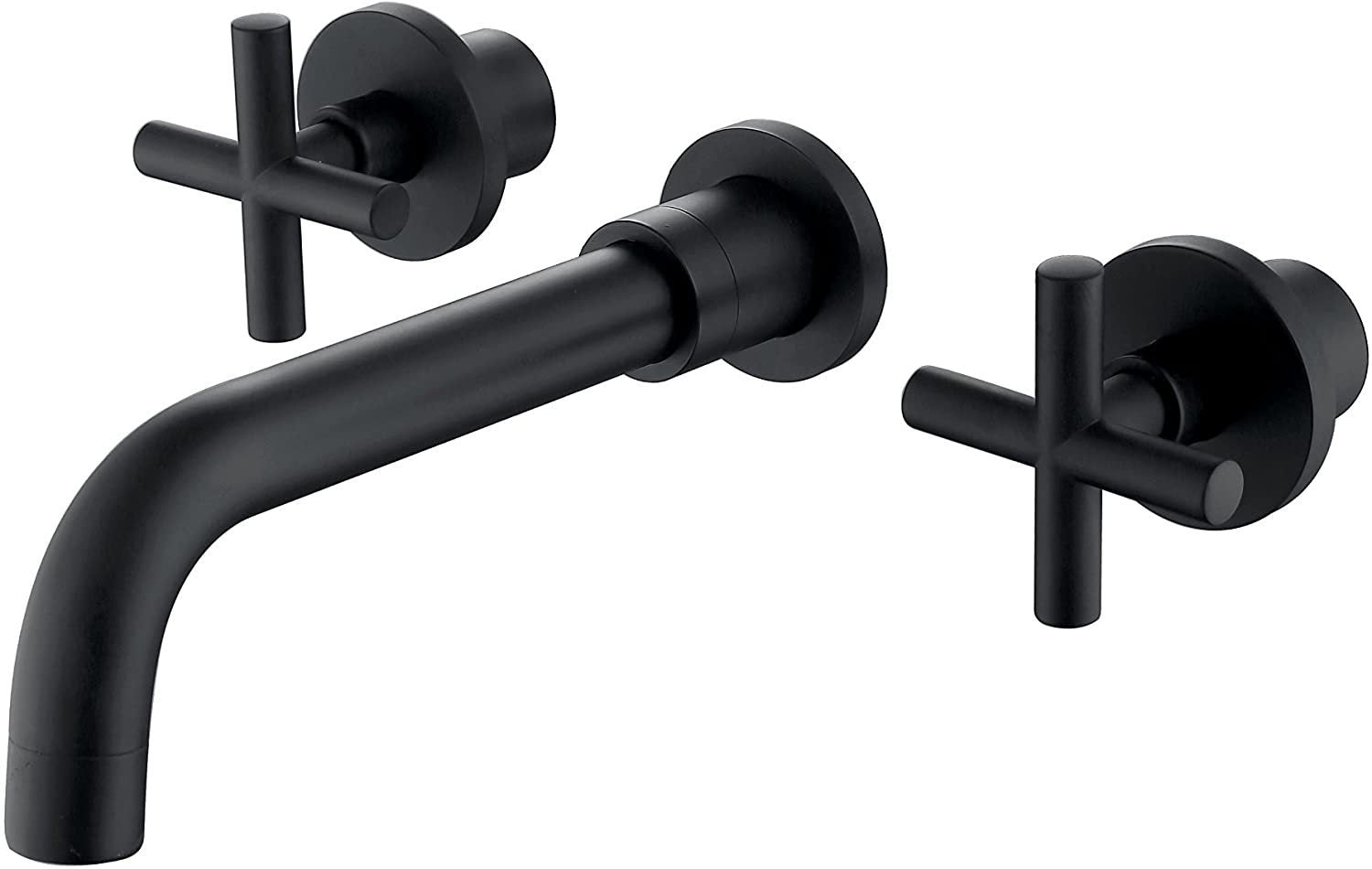 Double Handle Wall Mount Bathroom Faucet Matte Black himalipasal