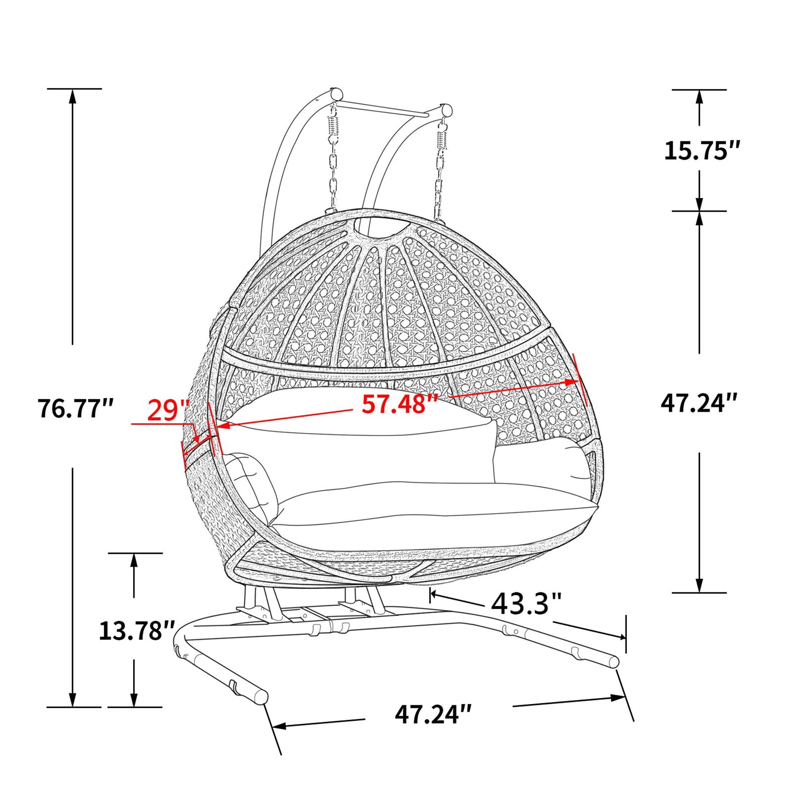 Double-Seat Swing Chair with Stand and Cushion himalipasal