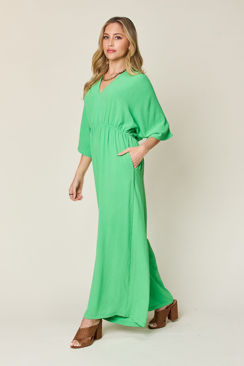 Double Take Full Size Half Sleeve Wide Leg Jumpsuit himalipasal