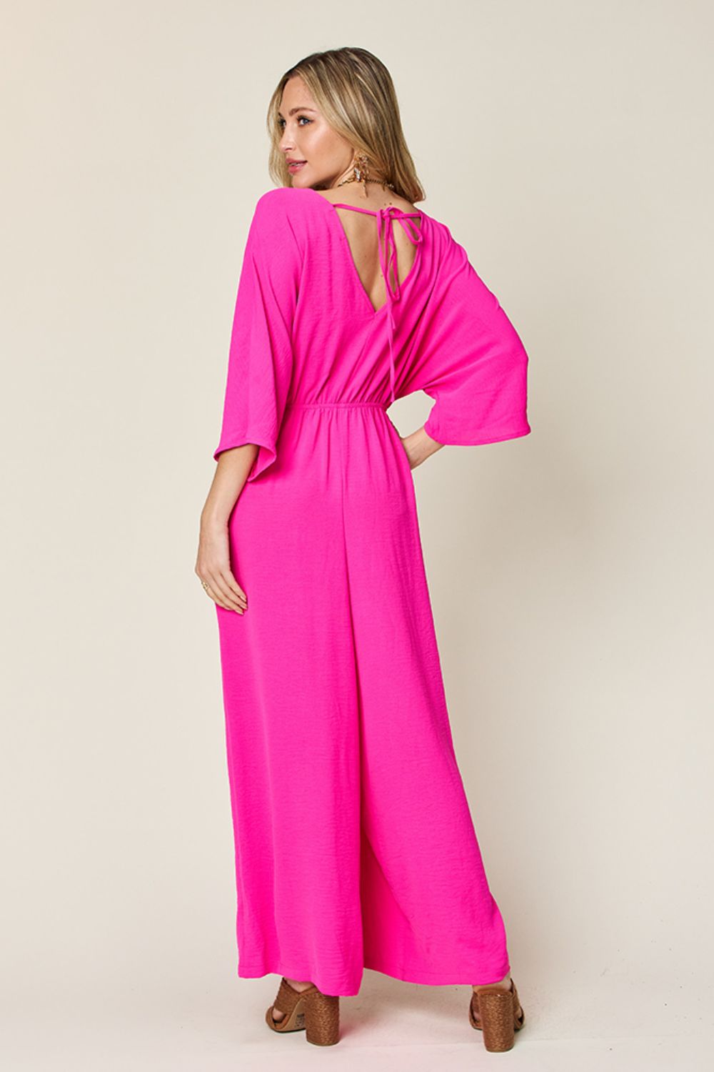 Double Take Full Size Half Sleeve Wide Leg Jumpsuit himalipasal