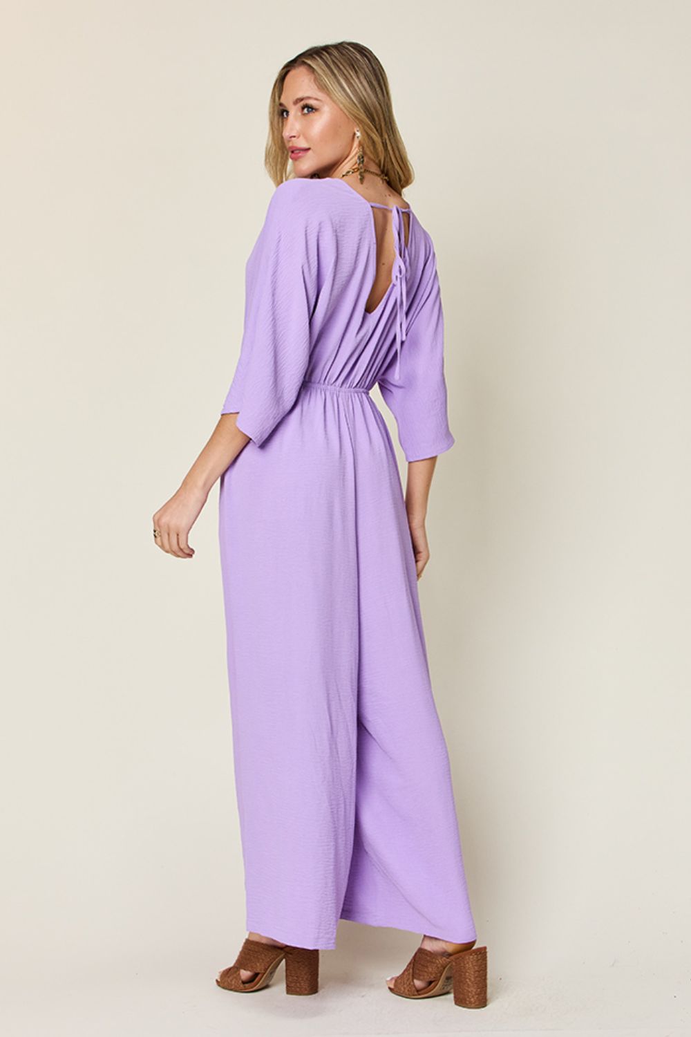 Double Take Full Size Half Sleeve Wide Leg Jumpsuit himalipasal