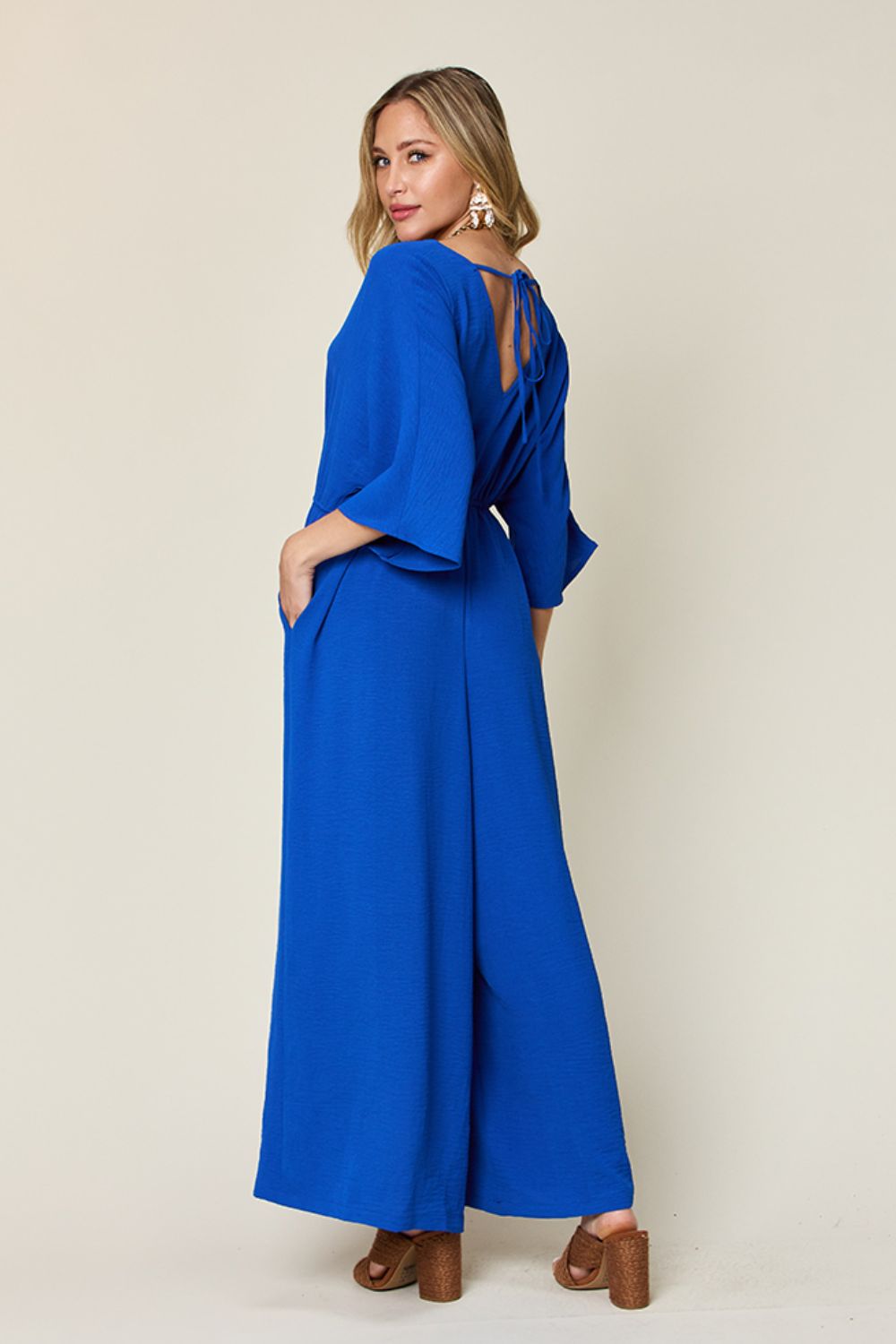 Double Take Full Size Half Sleeve Wide Leg Jumpsuit himalipasal