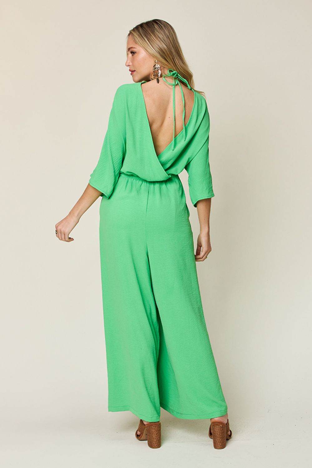 Double Take Full Size Half Sleeve Wide Leg Jumpsuit himalipasal