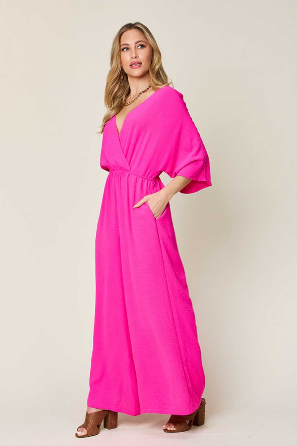 Double Take Full Size Half Sleeve Wide Leg Jumpsuit himalipasal