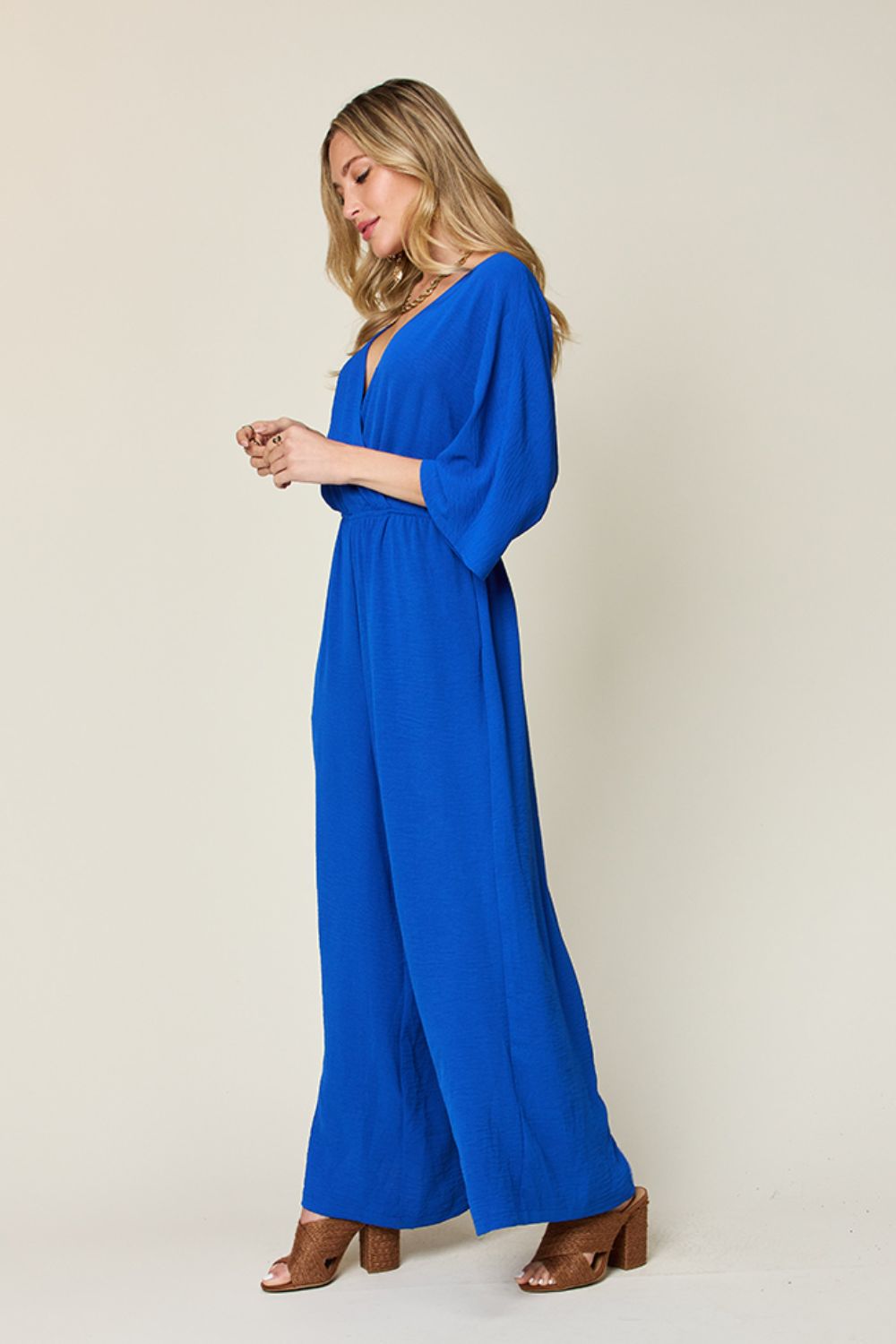 Double Take Full Size Half Sleeve Wide Leg Jumpsuit himalipasal