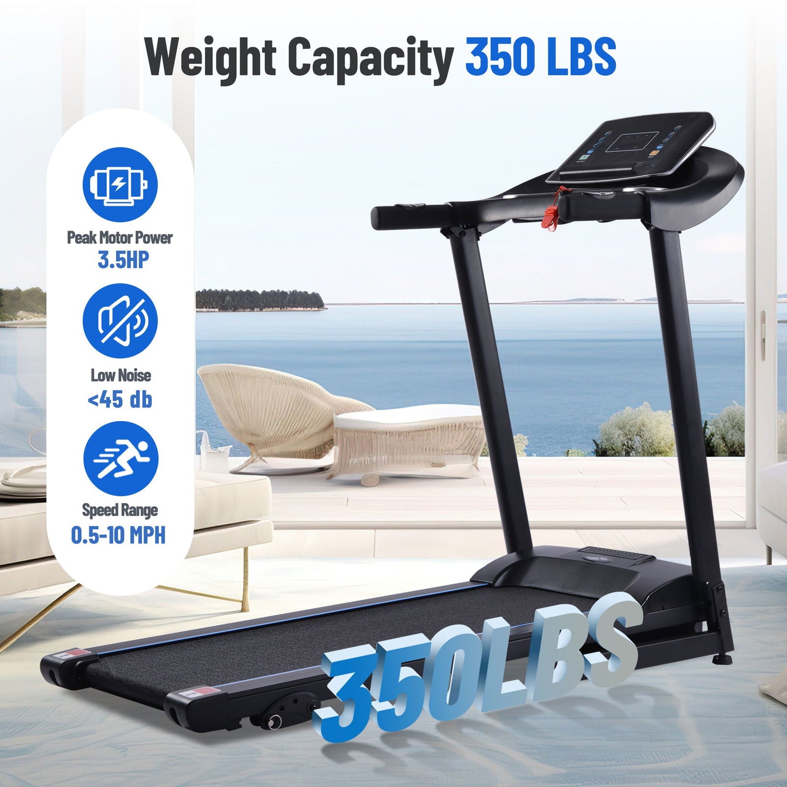 Electric Motorized Treadmill with Audio Speakers, Max. 10 MPH and Incline for Home Gym himalipasal