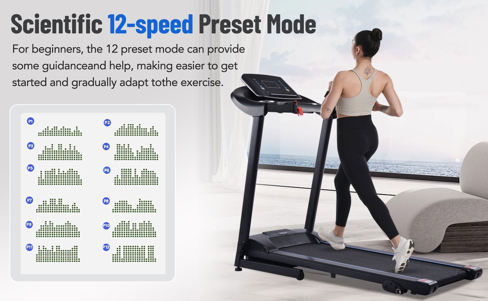 Electric Motorized Treadmill with Audio Speakers, Max. 10 MPH and Incline for Home Gym himalipasal