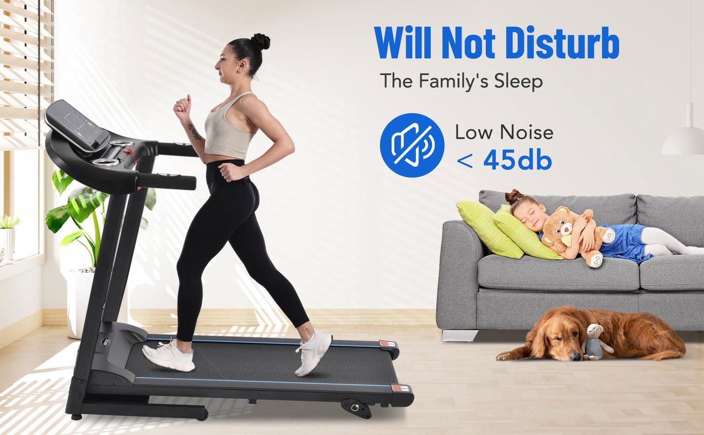 Electric Motorized Treadmill with Audio Speakers, Max. 10 MPH and Incline for Home Gym himalipasal