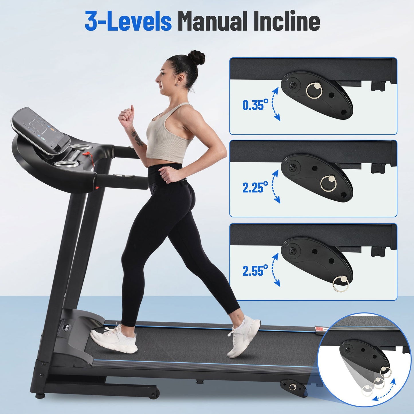 Electric Motorized Treadmill with Audio Speakers, Max. 10 MPH and Incline for Home Gym himalipasal