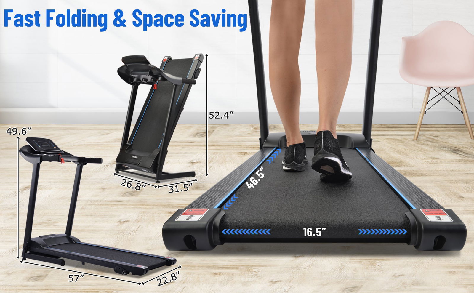 Electric Motorized Treadmill with Audio Speakers, Max. 10 MPH and Incline for Home Gym himalipasal