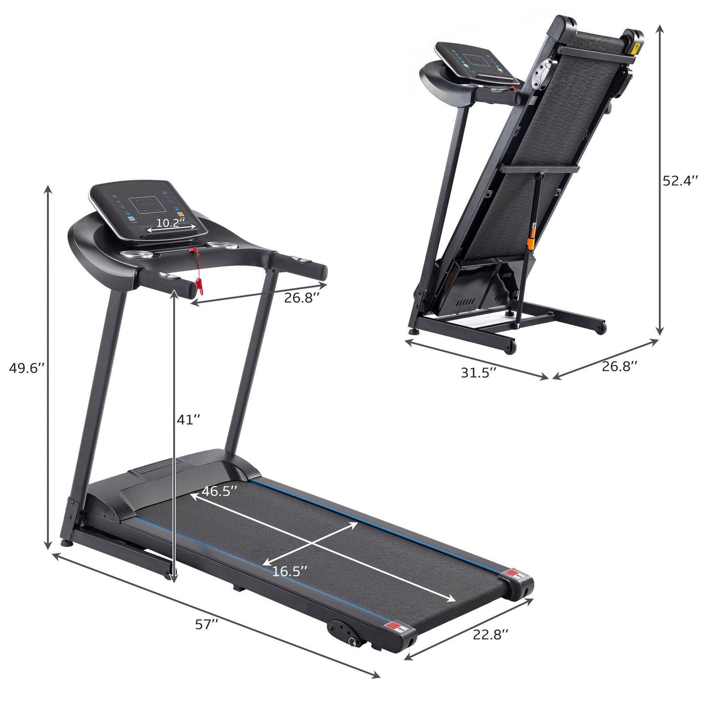 Electric Motorized Treadmill with Audio Speakers, Max. 10 MPH and Incline for Home Gym himalipasal