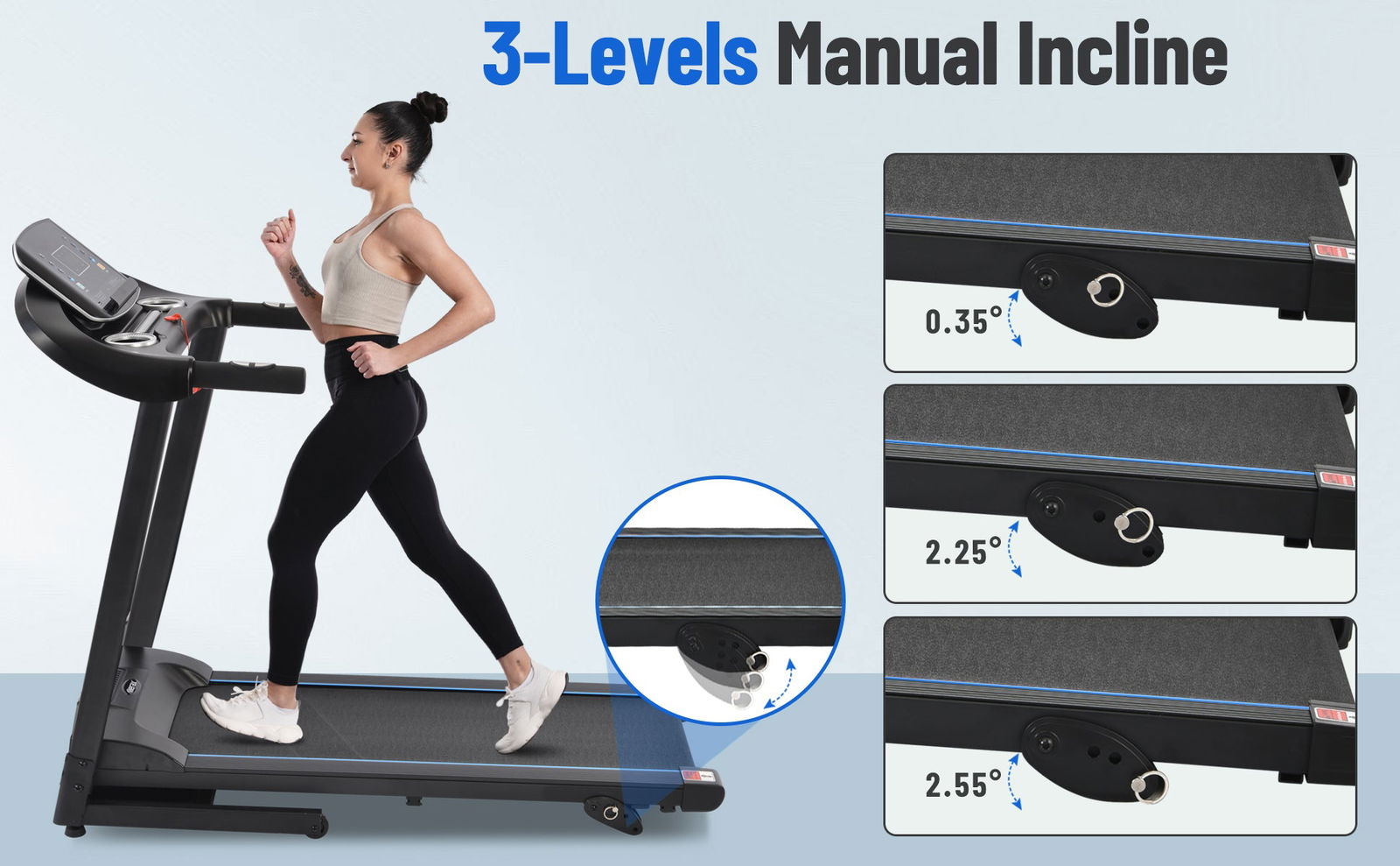 Electric Motorized Treadmill with Audio Speakers, Max. 10 MPH and Incline for Home Gym himalipasal