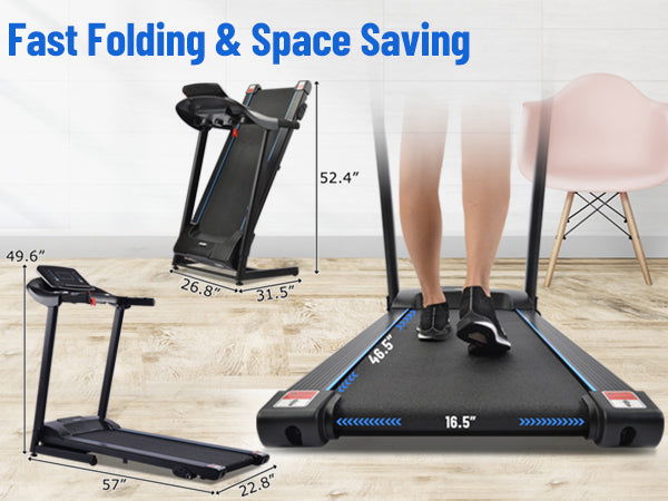 Electric Motorized Treadmill with Audio Speakers, Max. 10 MPH and Incline for Home Gym himalipasal