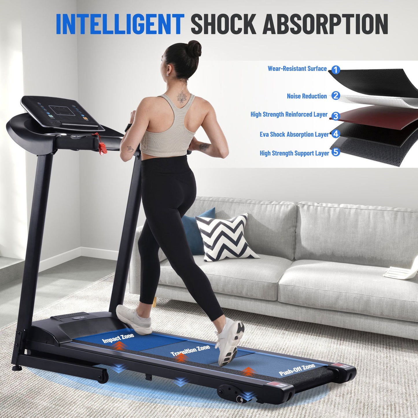 Electric Motorized Treadmill with Audio Speakers, Max. 10 MPH and Incline for Home Gym himalipasal