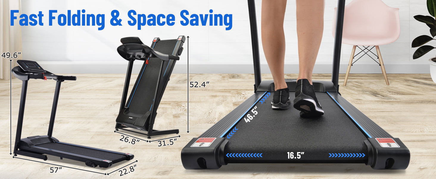 Electric Motorized Treadmill with Audio Speakers, Max. 10 MPH and Incline for Home Gym himalipasal