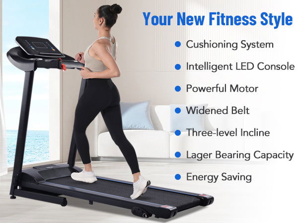 Electric Motorized Treadmill with Audio Speakers, Max. 10 MPH and Incline for Home Gym himalipasal