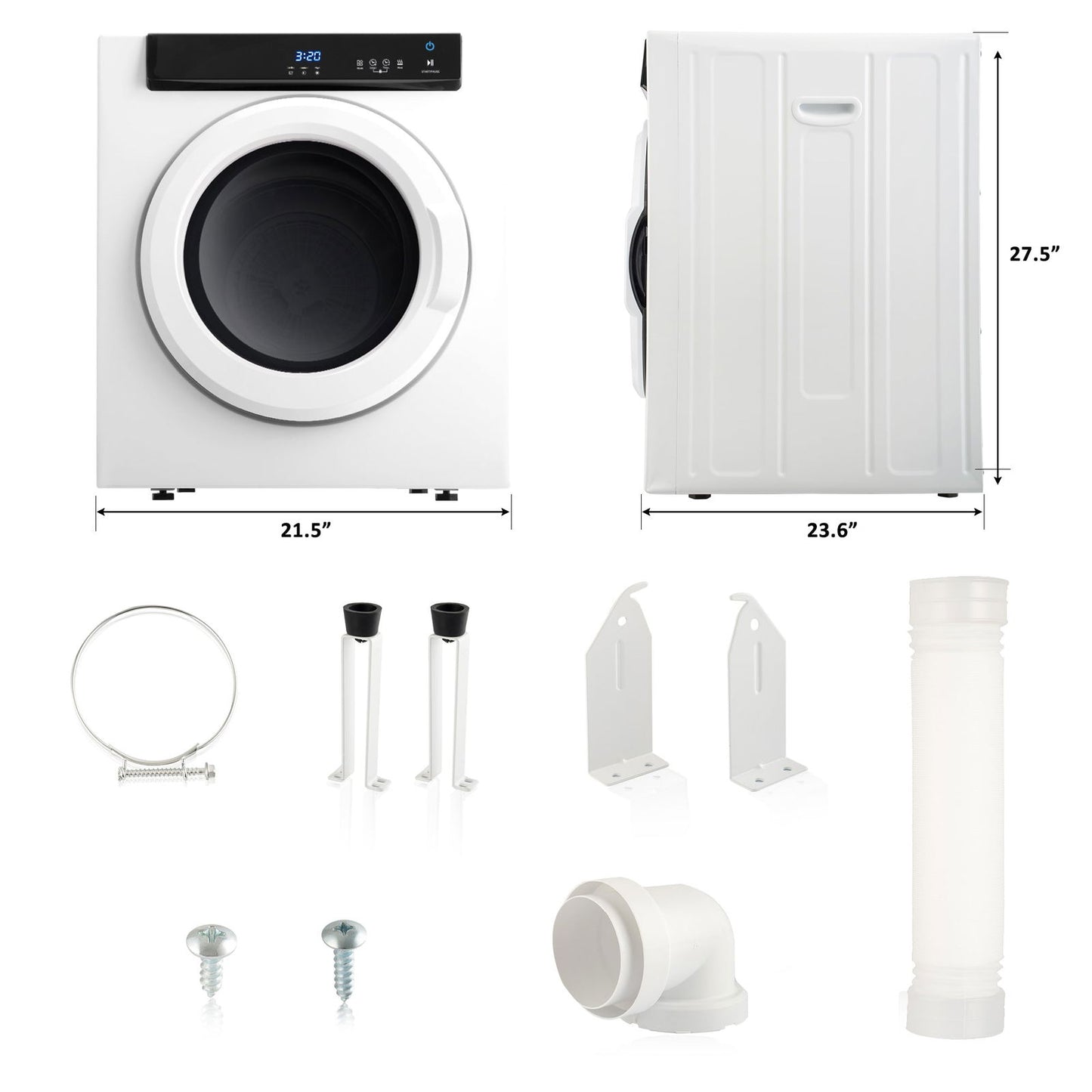 Electric Portable Clothes Dryer, Front Load Laundry Dryer with Touch Screen Panel and Stainless Steel Tub for Apartments, Dormitory, and RVs himalipasal