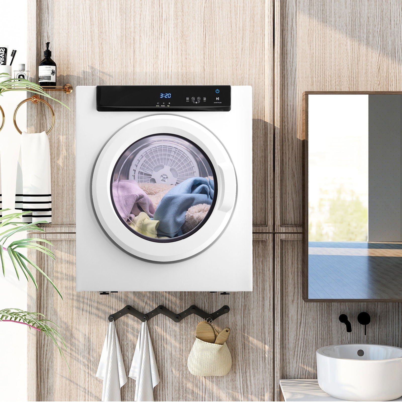 Electric Portable Clothes Dryer, Front Load Laundry Dryer with Touch Screen Panel and Stainless Steel Tub for Apartments, Dormitory, and RVs himalipasal