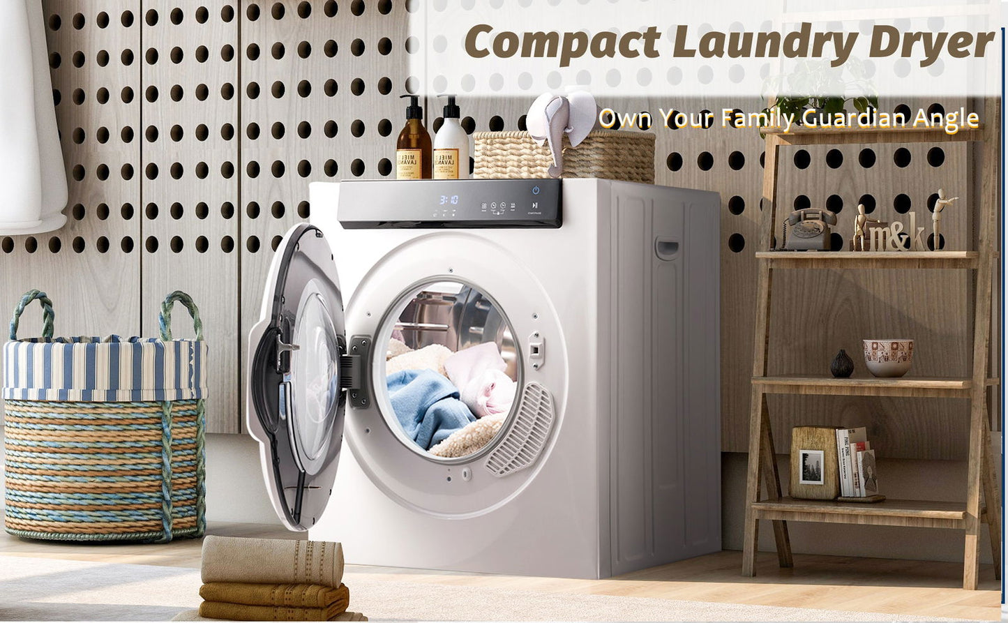 Electric Portable Clothes Dryer, Front Load Laundry Dryer with Touch Screen Panel and Stainless Steel Tub for Apartments, Dormitory, and RVs himalipasal