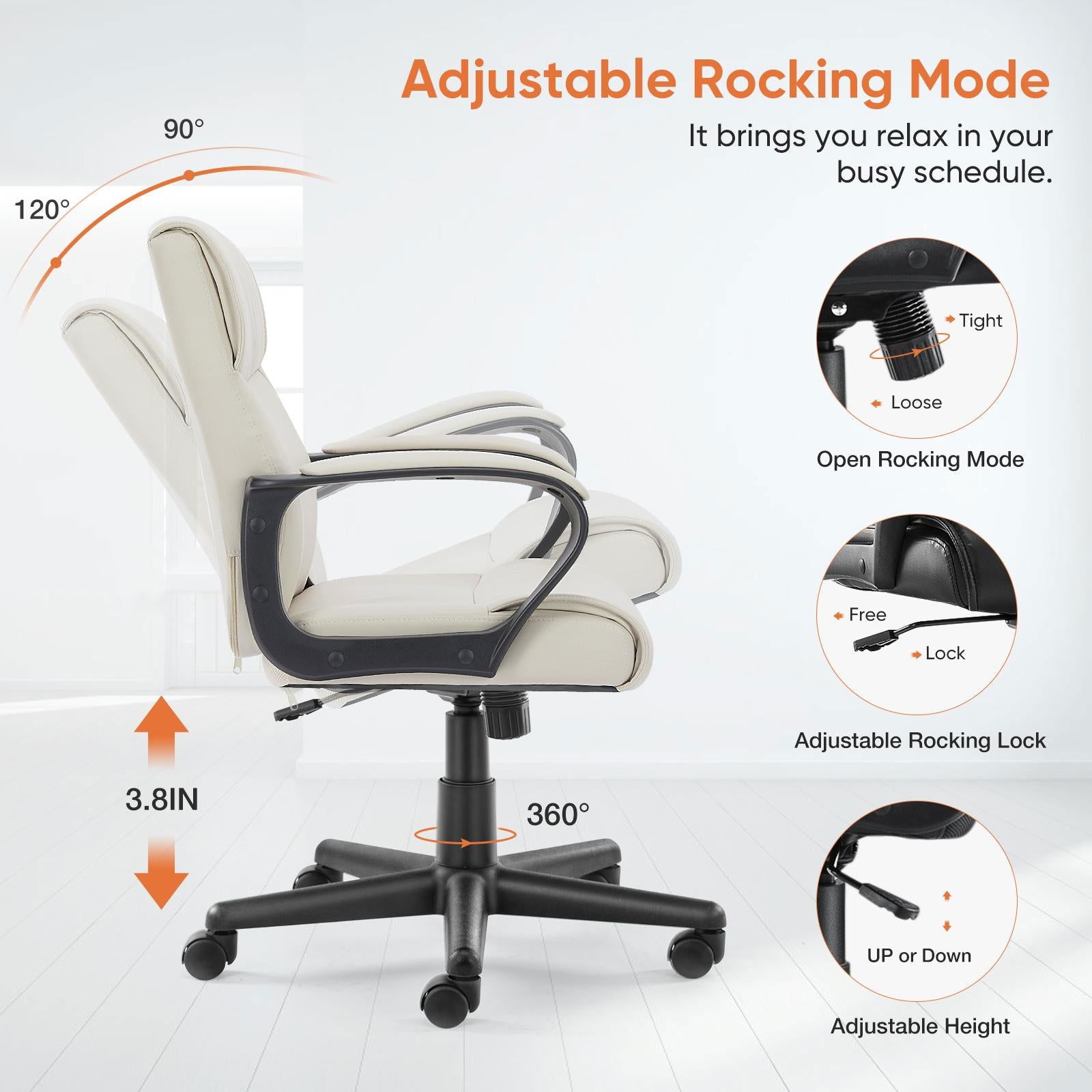 Executive Swivel Task Chair for Home and Office Adjustable Height Modern PU Leather himalipasal