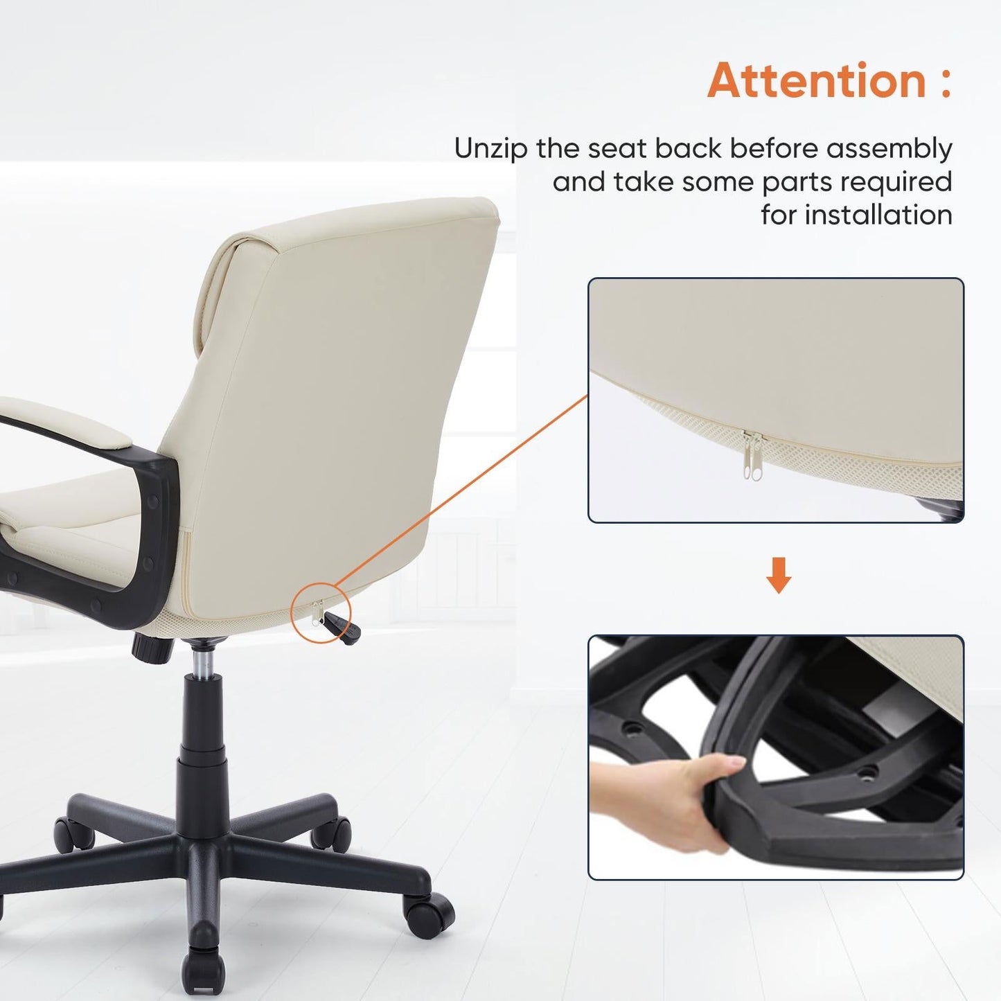 Executive Swivel Task Chair for Home and Office Adjustable Height Modern PU Leather himalipasal