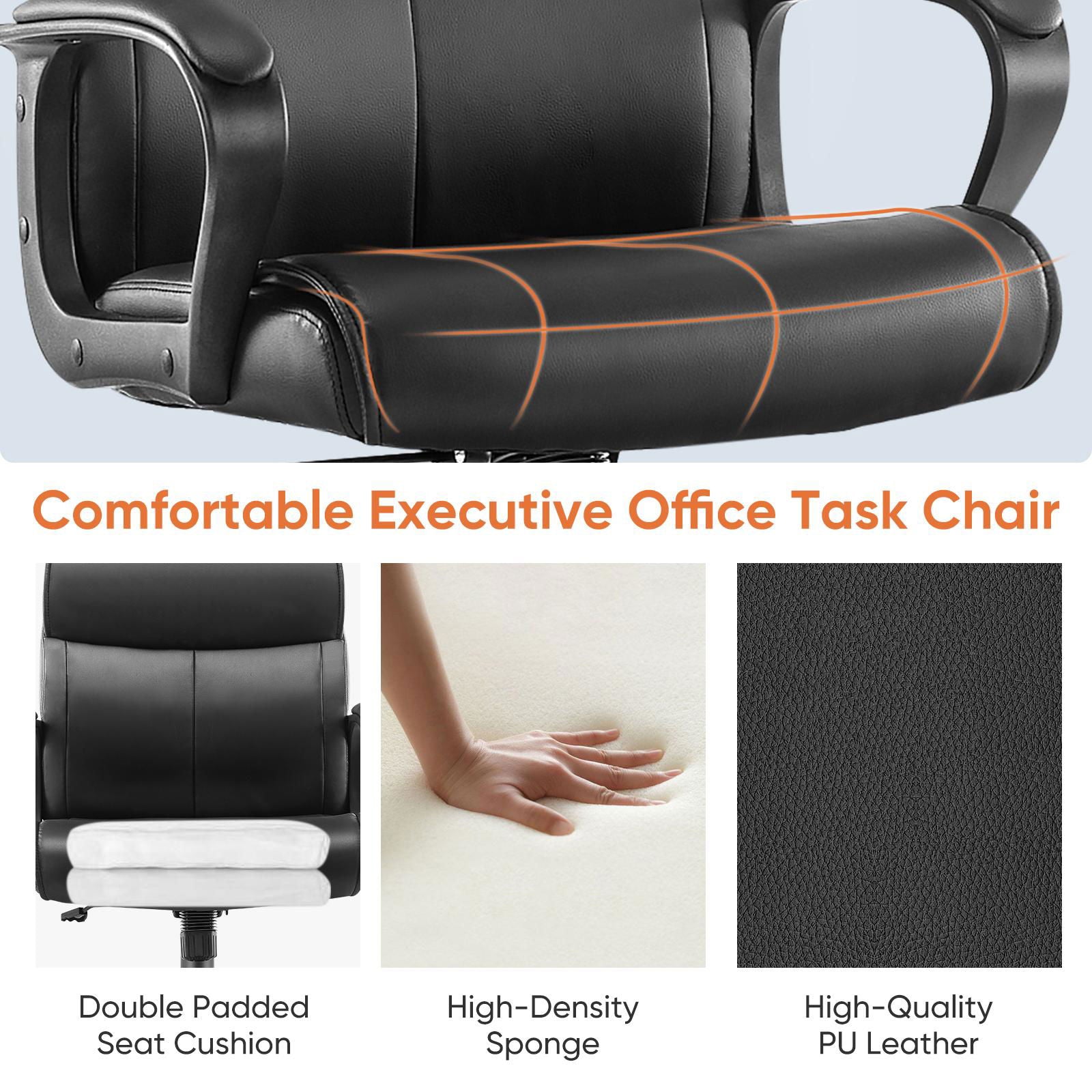 Executive Swivel Task Chair for Home and Office Adjustable Height Modern PU Leather himalipasal