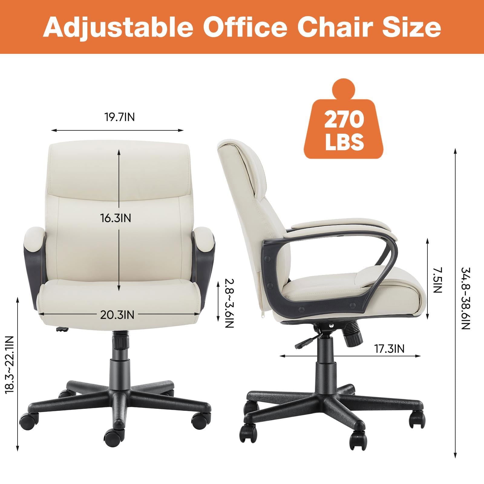 Executive Swivel Task Chair for Home and Office Adjustable Height Modern PU Leather himalipasal