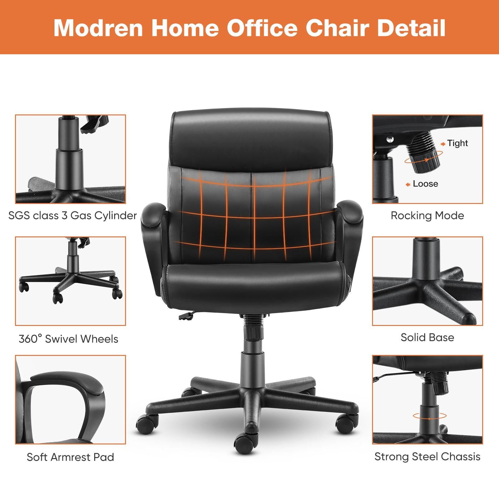 Executive Swivel Task Chair for Home and Office Adjustable Height Modern PU Leather himalipasal